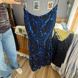 Windsor Black and Blue Sequin Mini Dress